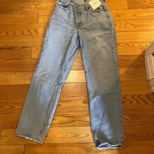 Abercrombie curve love Dad High Rise criss cross fly jeans. Size 24 short.